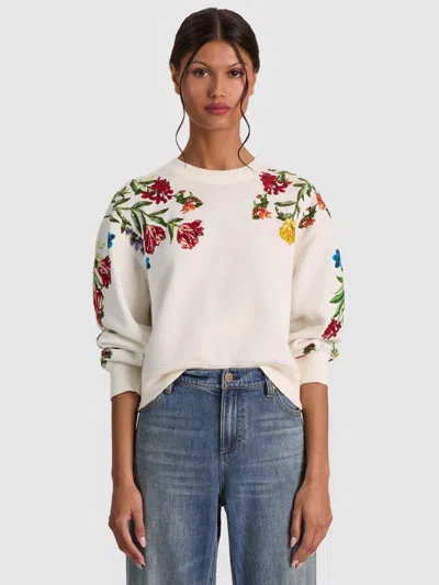 Alice And Olivia Russell Embellished Crewneck Sweatshirt In Multi