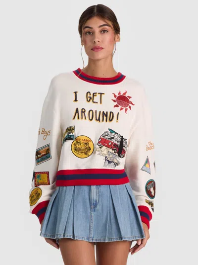 Alice And Olivia Russell Embroidered Crewneck Sweatshirt In Multi