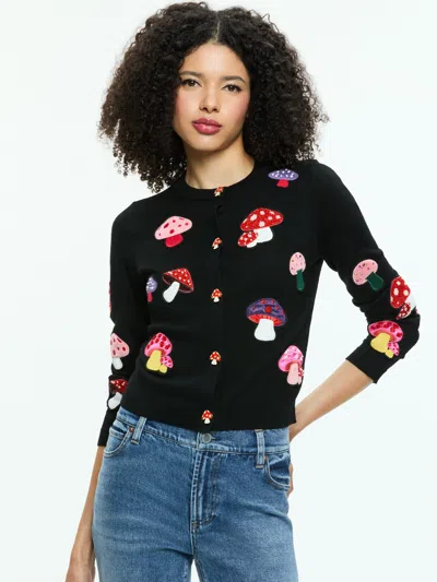 Alice And Olivia Ruthy Cardigan In Black Multi