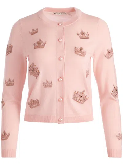 Alice And Olivia Ruthy Cardigan In Pearl Blush