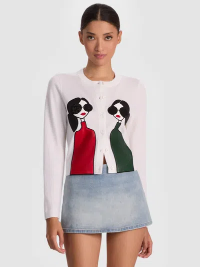 Alice And Olivia Ruthy Staceface Caridgan In White
