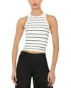 Alice And Olivia Rydel Striped Tank Top In Soft White Black