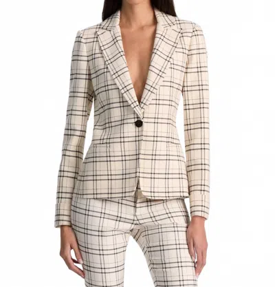 Alice And Olivia Ryder Slim Blazer In Cool Girl Plaid In Black