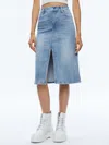 Alice And Olivia Rye Denim Skirt In Lightning Blue