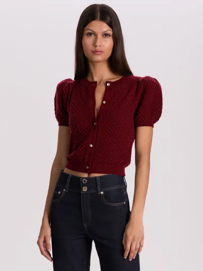 Alice And Olivia Sabine Cardigan In Burgundy