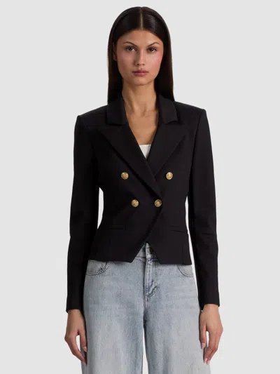 Alice And Olivia Sable Double Breasted Cropped Blazer In Orange