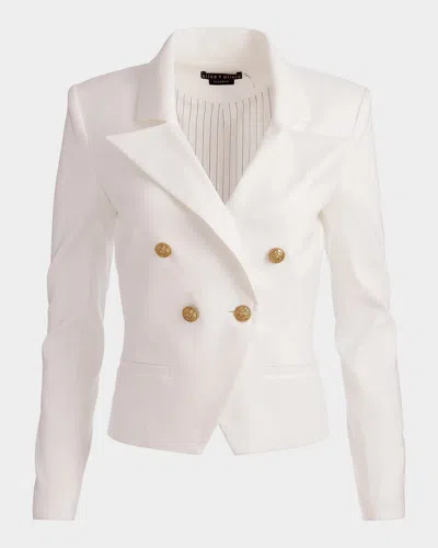 Alice And Olivia Sable Double-breasted Crop Blazer In Off White