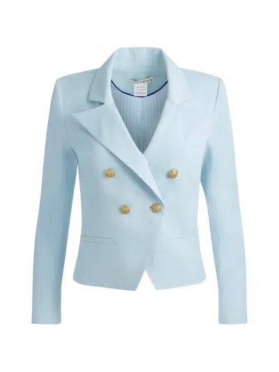 Alice And Olivia Sable Double-breasted Cropped Blazer In Blue