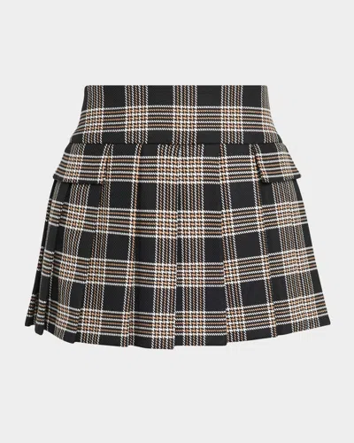 Alice And Olivia Sabrina Plaid Mini Skirt In Black