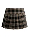 Alice And Olivia Sabrina Pleated Plaid Skort In Black