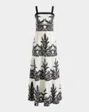 Alice And Olivia Saige Tiered Damask-print Maxi Dress