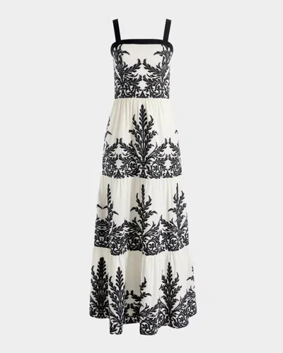 ALICE AND OLIVIA SAIGE EMBROIDERED TIERED MAXI DRESS