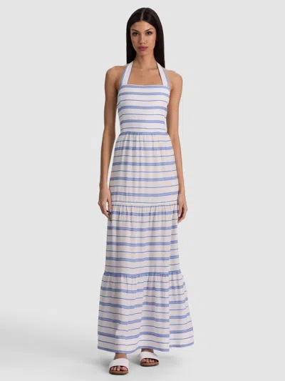 Alice And Olivia Saige Halter Tiered Midi Dress In Multi