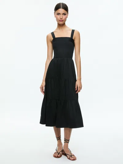 Alice And Olivia Saige Tiered Dress In Black