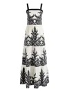 Alice And Olivia Saige Tiered Damask-print Maxi Dress In White