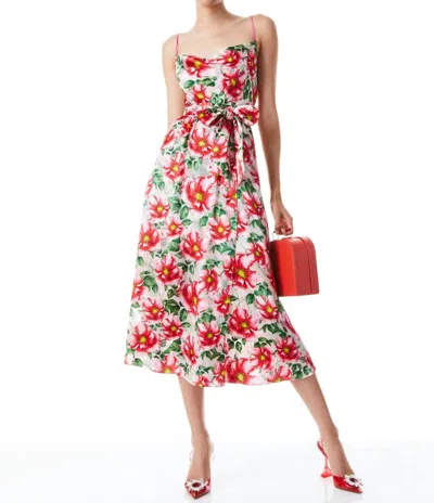 Alice And Olivia Samantha Cowl Midi Dress In High Tea Floral In Multi
