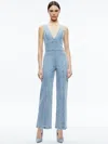 Alice And Olivia Sandra Cropped Faded Denim Jumpsuit In Sullivan Vintage Blue