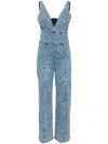 Alice And Olivia Sandra Cropped Faded Denim Jumpsuit In Blau