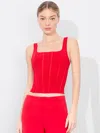 Alice And Olivia Sariah Corset Tank In Bright Ruby