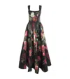 Alice And Olivia Satin Corseted Guinevere Ballgown In Black