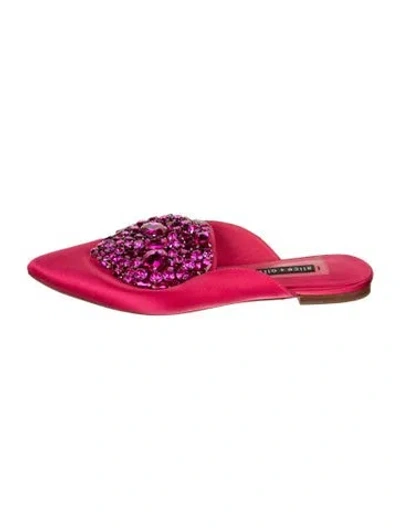 Pre-owned Alice And Olivia Satin Crystal Embellishments Mules In Pink