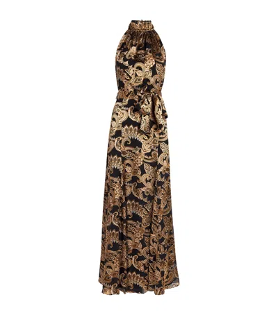 Alice And Olivia Satin Dita Maxi Dress In Black  