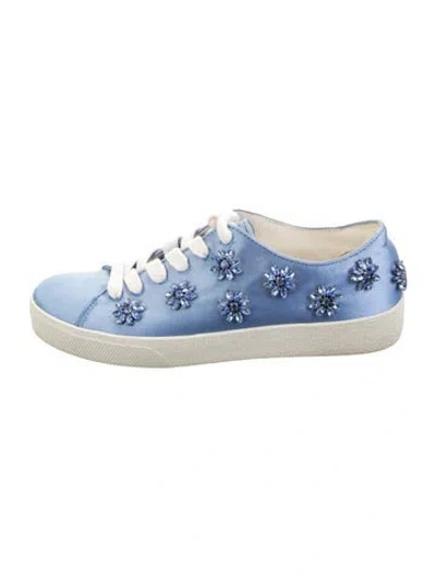 Pre-owned Alice And Olivia Satin Floral Print Sneakers In Blue