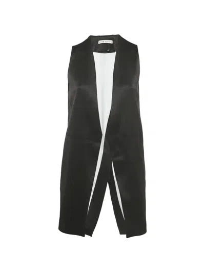 Pre-owned Alice And Olivia Satin Open-front Vest In Black