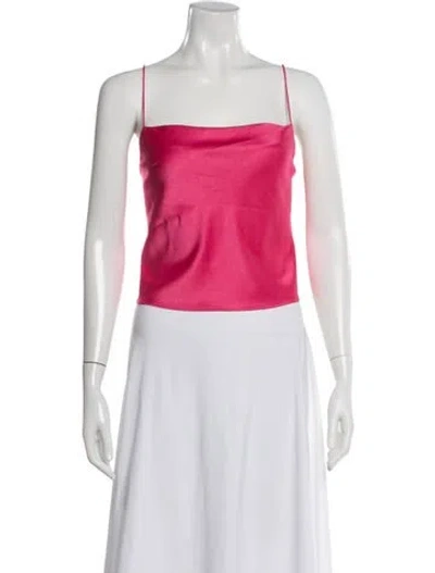 Pre-owned Alice And Olivia Satin Square Neckline Crop Top In Pink