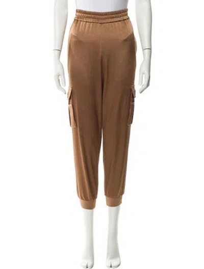 Pre-owned Alice And Olivia Satin Straight Leg Pants In Brown