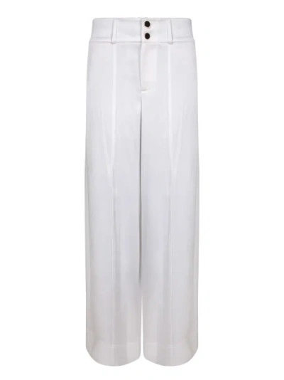 Alice And Olivia Satin Wide Leg Trousers In White