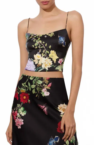 Alice And Olivia Saylor Bustier Cami Top In Venus Floral In Multi