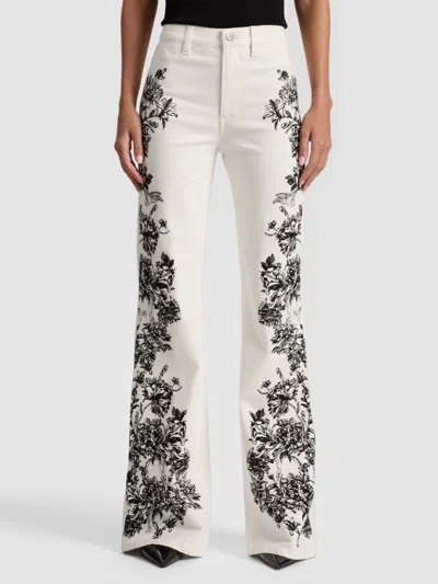 Alice And Olivia Sb Embroidered Jean In White