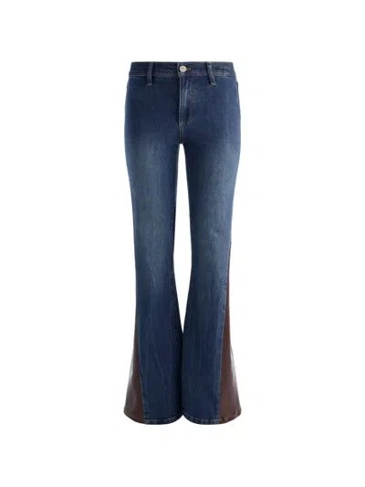 Alice And Olivia Sb Godet High-rise Wide-leg Jeans In Transparent