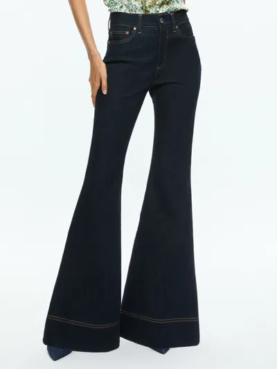 Alice And Olivia Sb High Rise Bell Jean In Denim