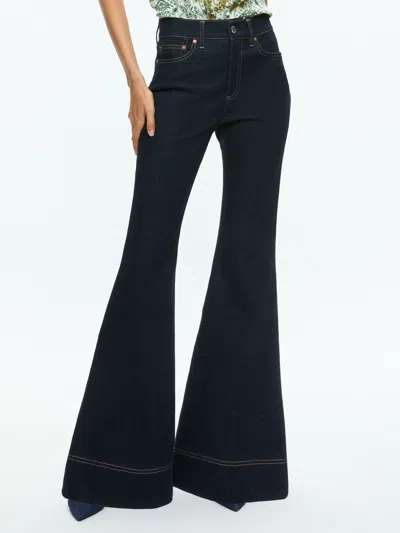 Alice And Olivia Sb High Rise Bell Jean In Dark Rinse