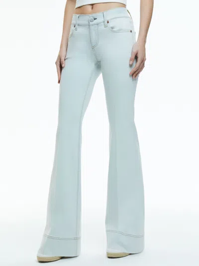 Alice And Olivia Sb Ultra Low Rise Bell Jean In Bleached Out Indigo