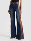 Alice And Olivia Sb Vegan Patchwork Jean In Blue