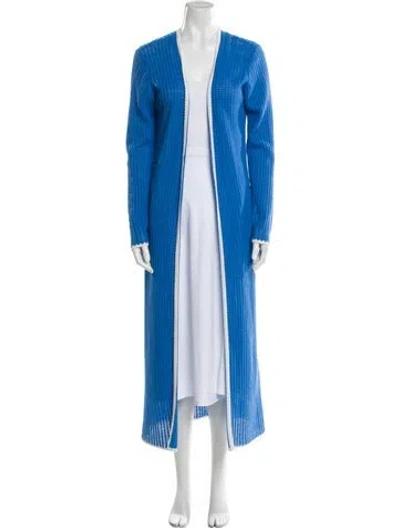 Pre-owned Alice And Olivia Scalloped Accent Robe In Blue