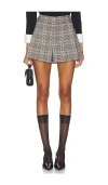 Alice And Olivia Scarlet Houndstooth Flutter Shorts In Gray