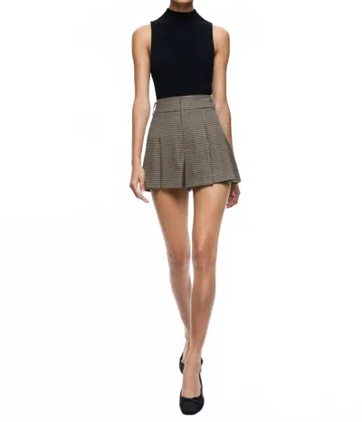 Alice And Olivia Scarlet High Rise Flutter Shorts In Camel/black In Brown