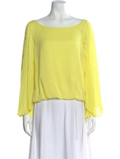 Pre-owned Alice And Olivia Scoop Neck Long Sleeve Blouse In Yellow