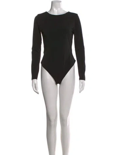 Pre-owned Alice And Olivia Scoop Neck Long Sleeve Bodysuit W/ Tags In Black