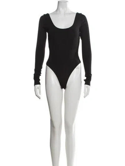 Pre-owned Alice And Olivia Scoop Neck Long Sleeve Bodysuit W/ Tags In Black