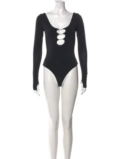 Pre-owned Alice And Olivia Scoop Neck Long Sleeve Bodysuit W/ Tags In Blue