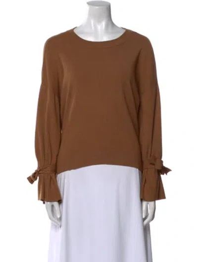 Pre-owned Alice And Olivia Scoop Neck Long Sleeve Top In Brown