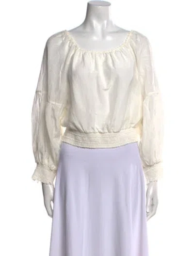 Pre-owned Alice And Olivia Scoop Neck Long Sleeve Top In White