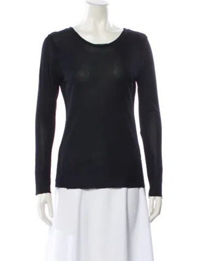 Pre-owned Alice And Olivia Scoop Neck Long Sleeve T-shirt In Black
