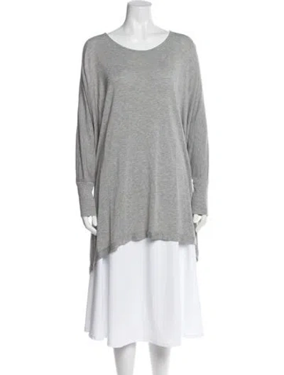 Pre-owned Alice And Olivia Scoop Neck Long Sleeve Tunic In Gray