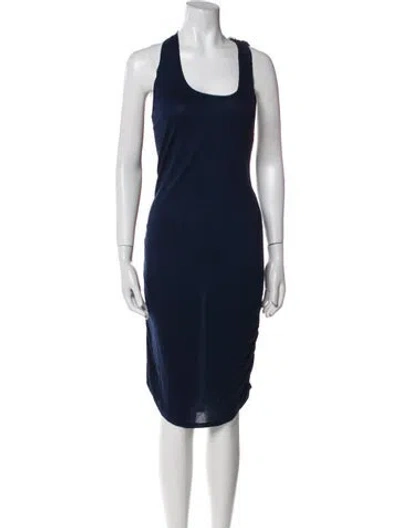 Pre-owned Alice And Olivia Scoop Neck Midi Length Dress In Blue